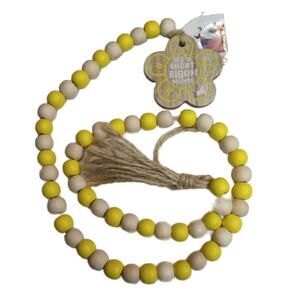 Dolly Parton Yellow Flower Wood Bead Garland - Rustic Home Decor Strand